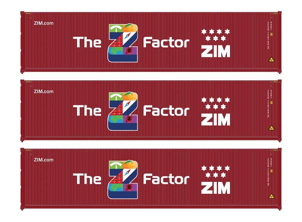 Walthers 949-18257 HO ZIM 40' Fully Corrugated Container (Pack of 3)