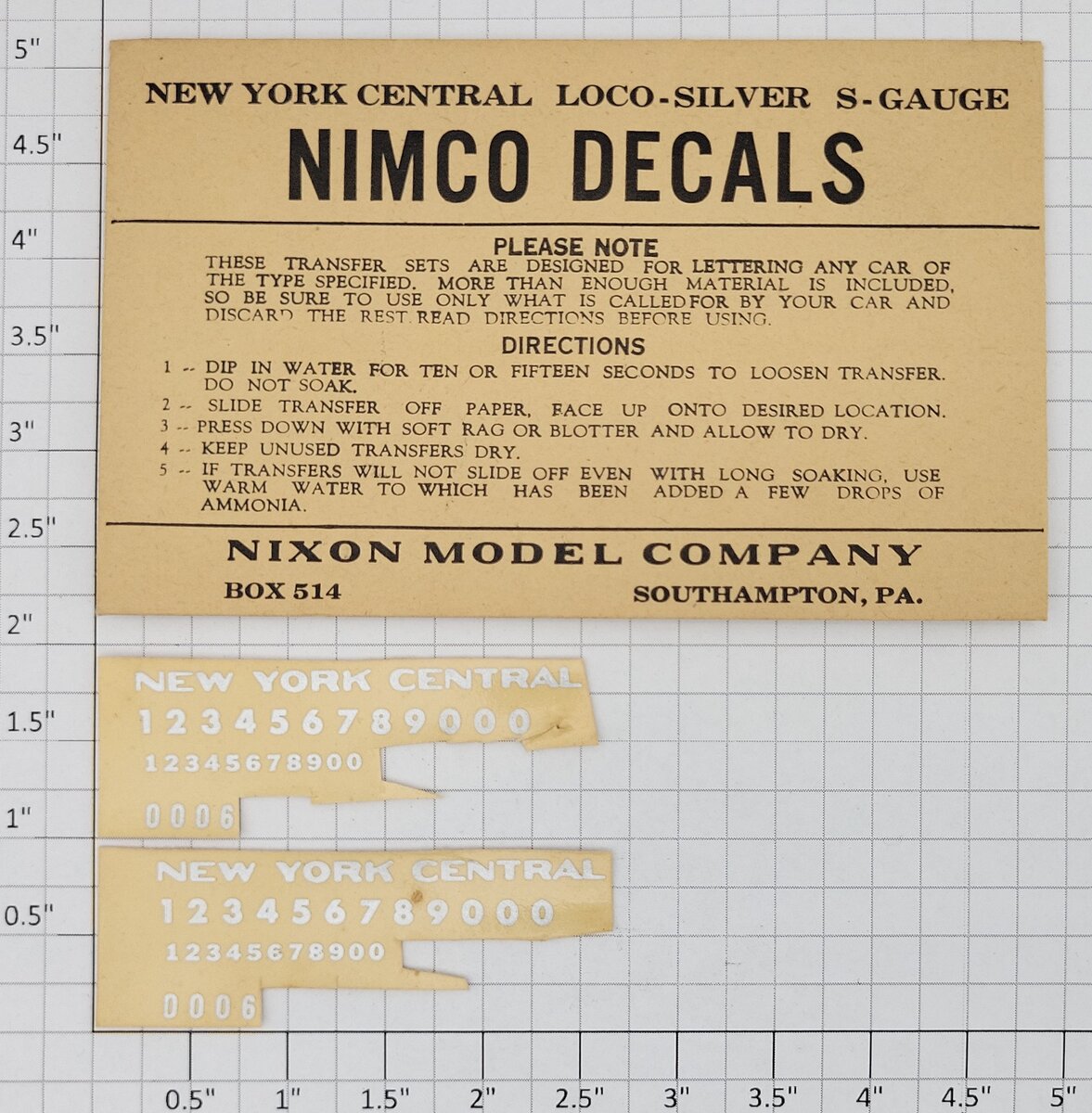 Acme BOX-514 S Gauge Silver New York Central Decal Set (Envelope of 2)