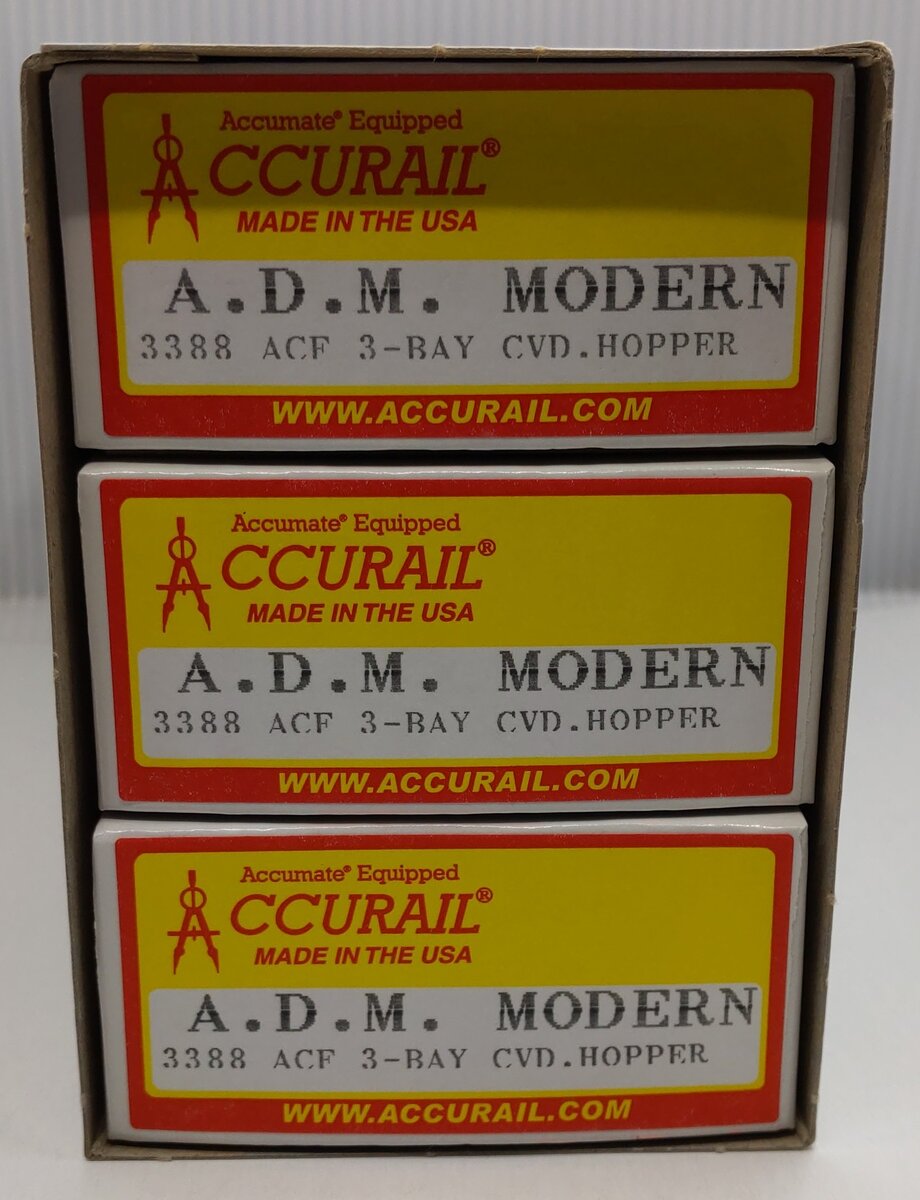 Accurail 3388 HO Scale A.D. M. Modern ACF 3-Bay Covered Hopper (Set of 3)
