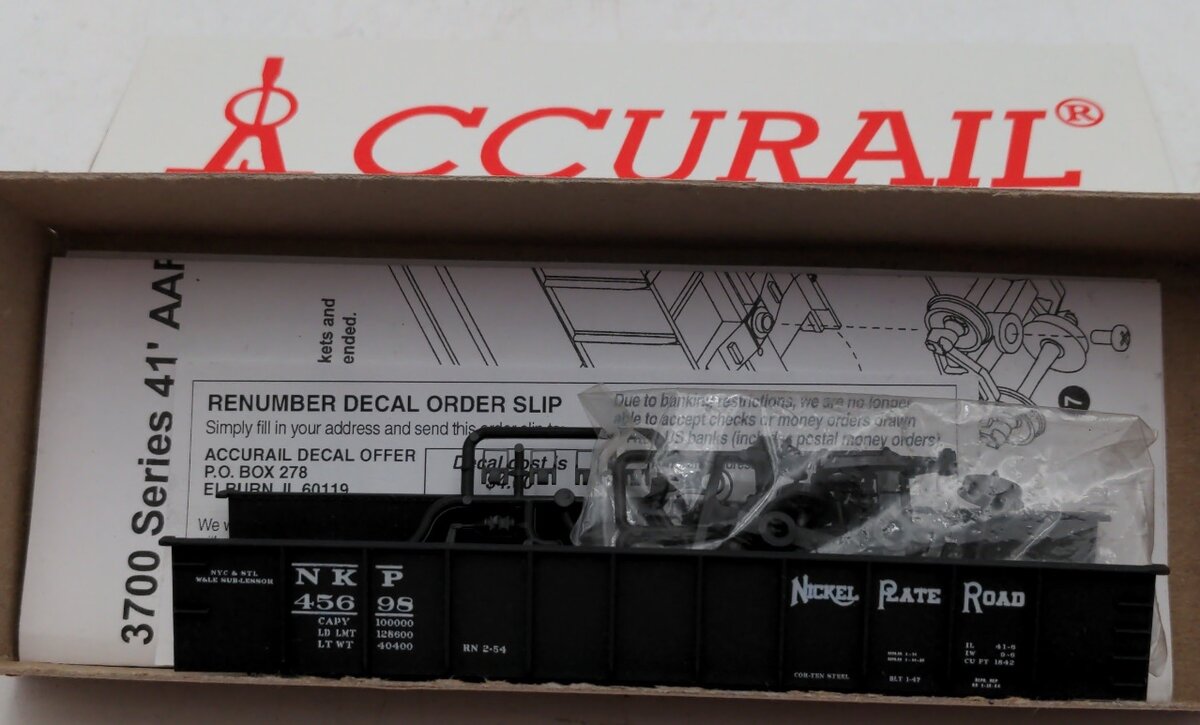 Accurail 3728.2 HO Scale Nickel Plate Road 41' Steel Gondola # 45698 Kit