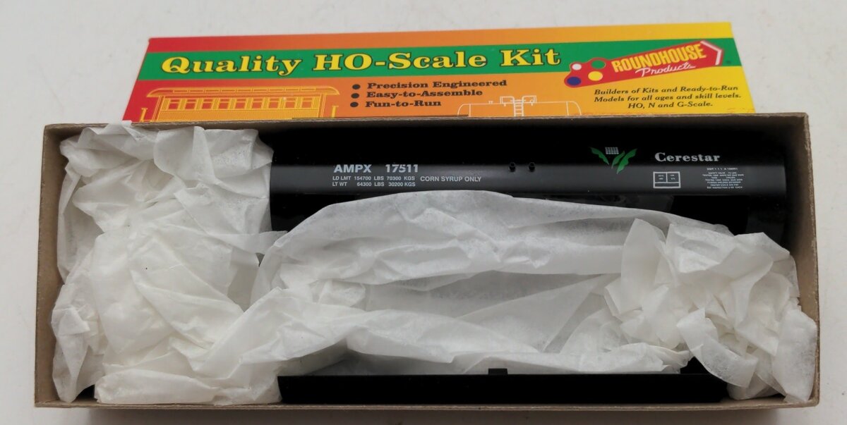 Roundhouse 77202 HO Scale 50' Cerestar / AMPX Modern Tank Car # 17511 Kit