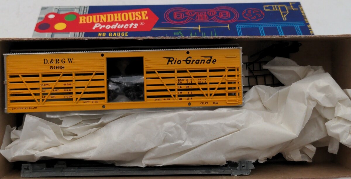 Roundhouse 3014 HO Denver & Rio Grande Western 36' Stock Car # 5068 Kit