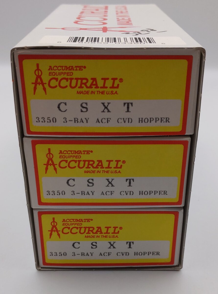 Accurail 3350 HO CSXT 3-Bay ACF Covered Hopper Kits (3)