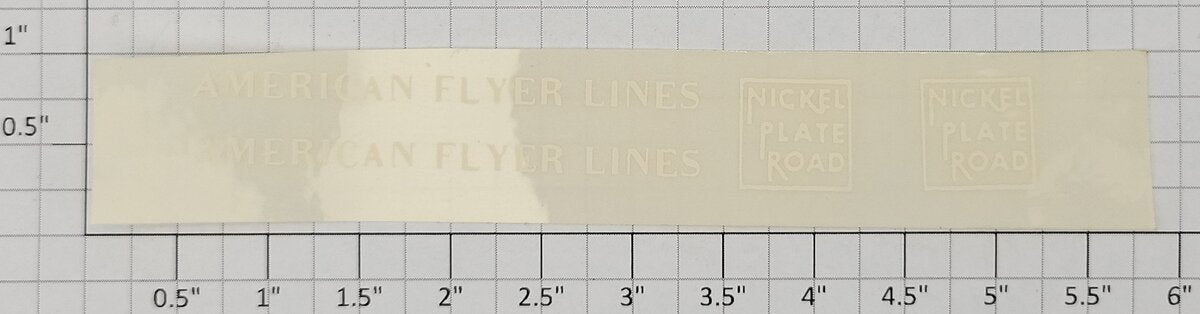 American Flyer ST-Nickel White Lettering Nickel Plate Tender Sticker Decal Set