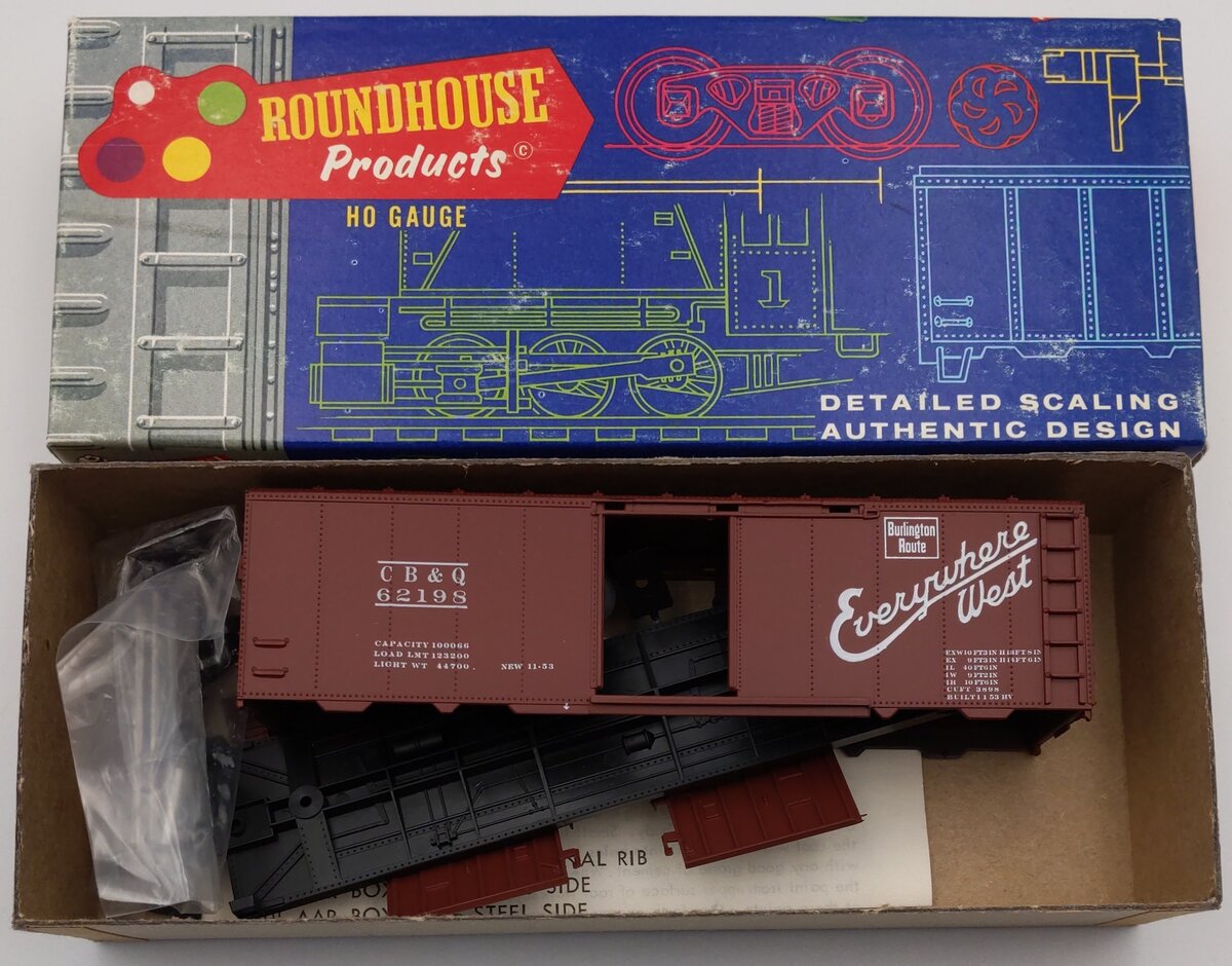 Roundhouse 5502 HO Burlington CB&Q 40' Boxcar Kit