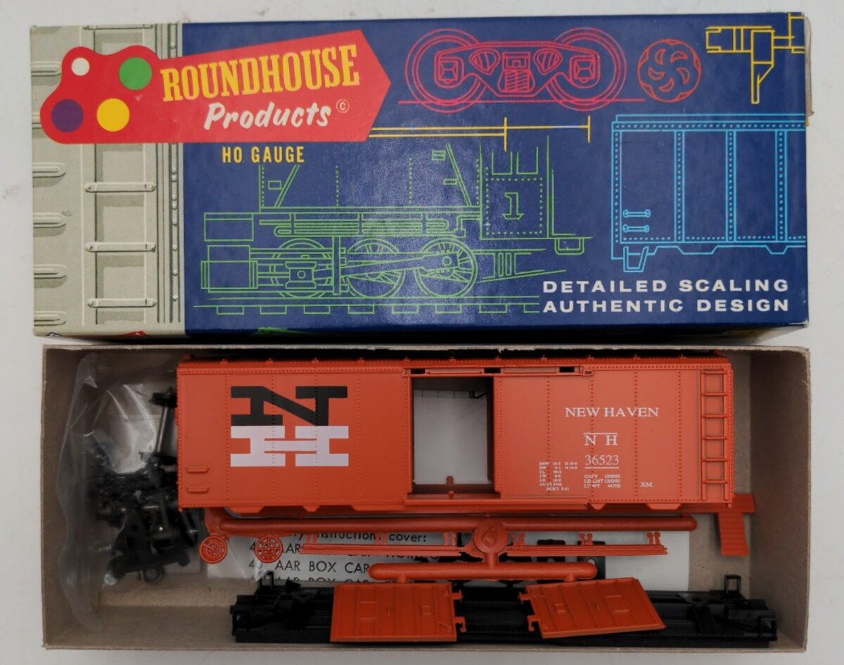 Roundhouse 7744 HO Scale Orange New Haven 40' Boxcar # 36523 Kit