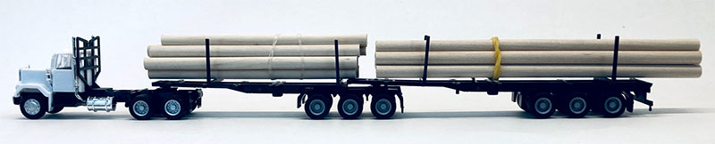 Promotex 006355-W 1:87 White GMC Super B Log Truck and Trailer Diecast Model