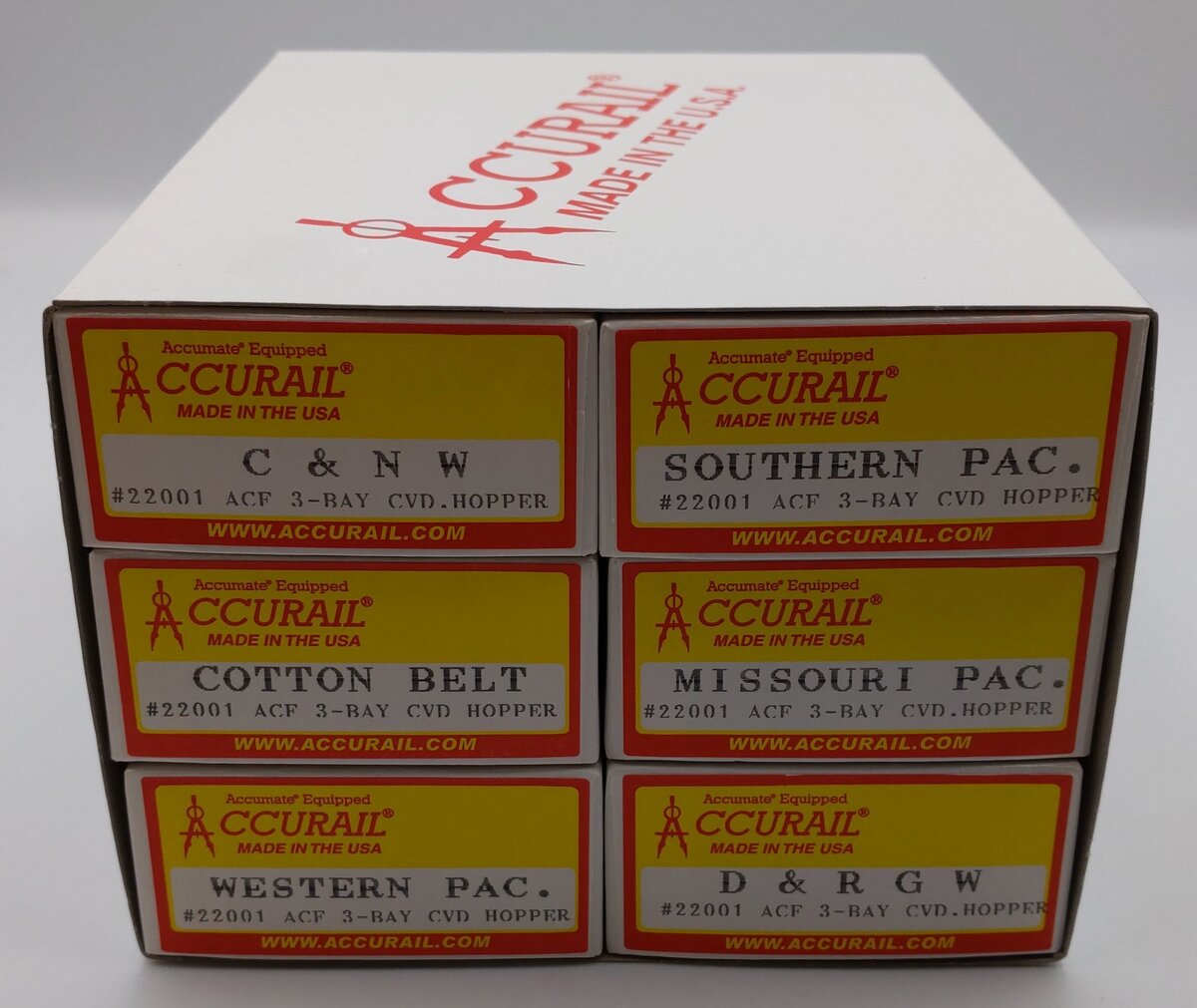 Accurail 22001 HO ACF 3-Bay Covered Hopper Kits (Set of 6)