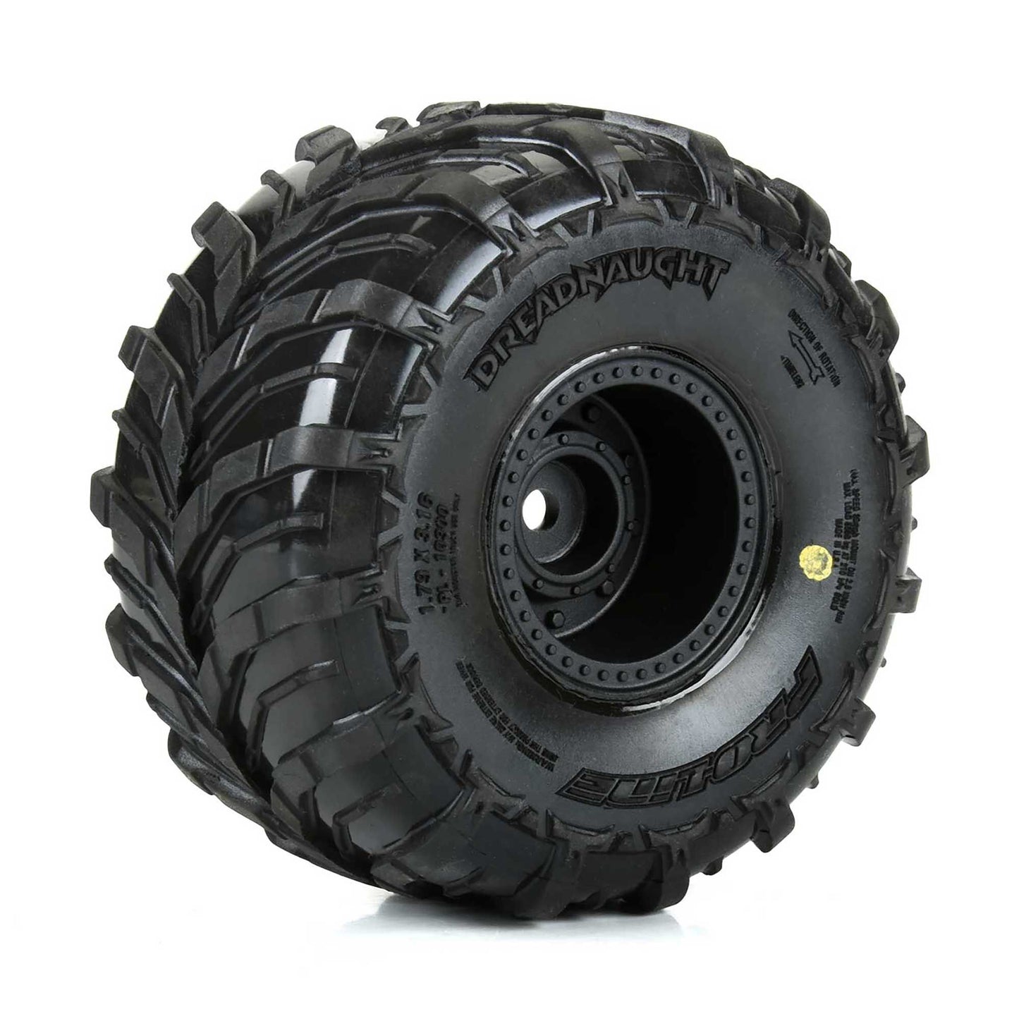 Pro-Line Racing 1030010 1:16 ARRMA Dreadnaught Mounted Black Wheel F/R