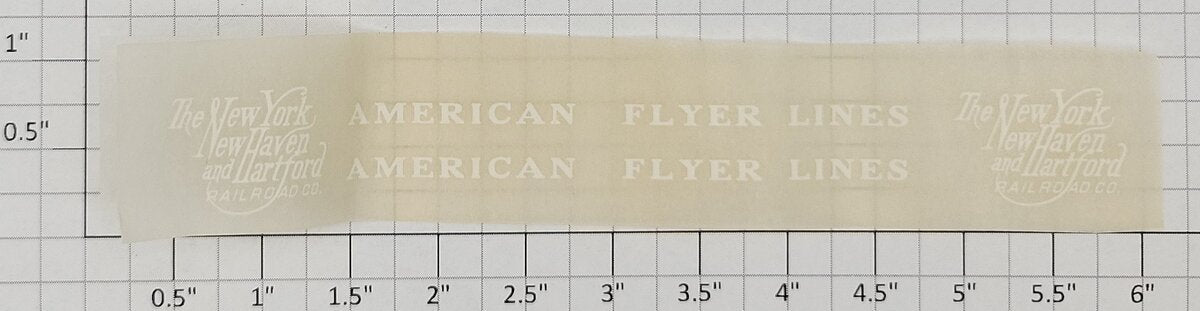 American Flyer TRS-293/296 White Lettering NY, NH&H Tender Dry Transfer Decal