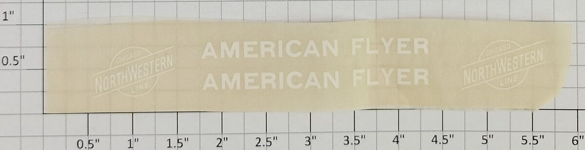American Flyer TRS-CNWW White C & NW Tender AF & Herald Dry Transfer Decal Set