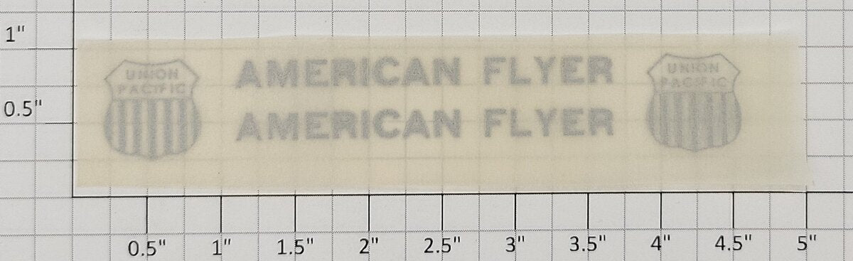 American Flyer TRSUPSL Silver Lettering AF "Union Pacific" Dry Transfer Decal