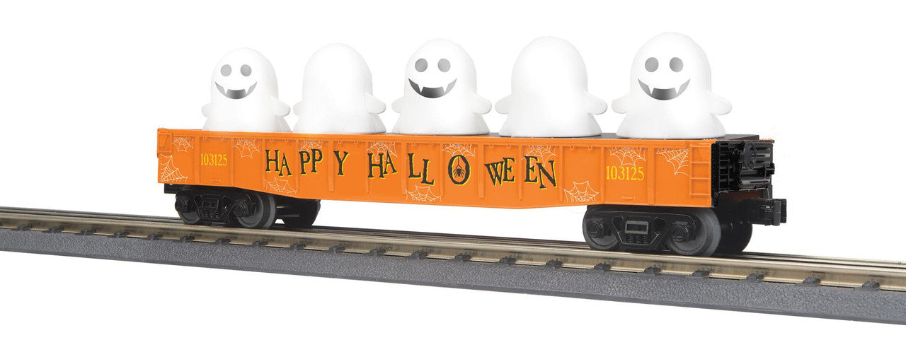 MTH 3072258 O RailKing Halloween Gondola Car with Flickering Lighted Ghosts