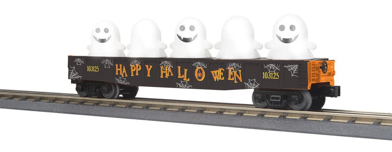 MTH 3072259 O RailKing Halloween Gondola Car with Flickering Lighted Ghosts