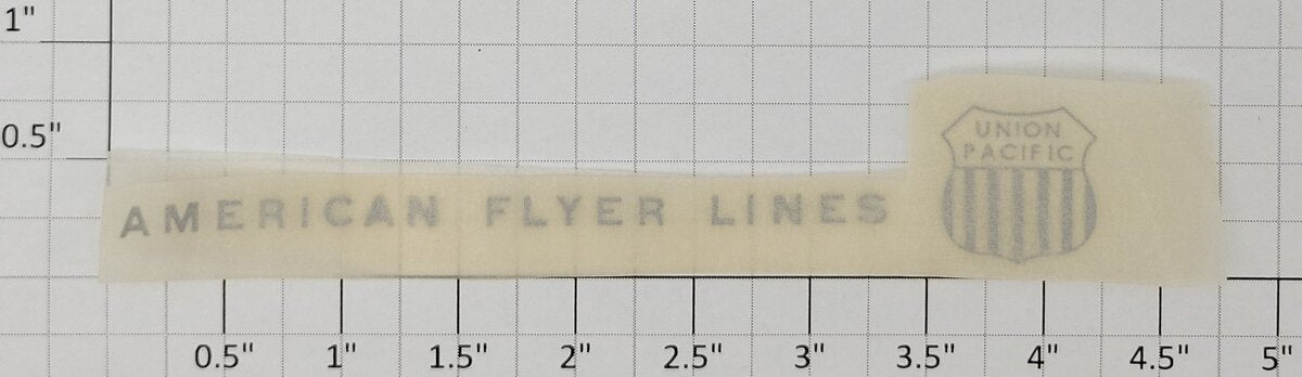 American Flyer TRS-1AFL Silver Lettering AFL "Union Pacific" Dry Transfer Decal