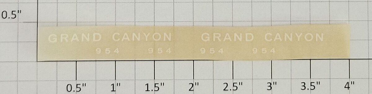 American Flyer TRS0842 White Lettering Grand Canyon Dry Transfer Decal
