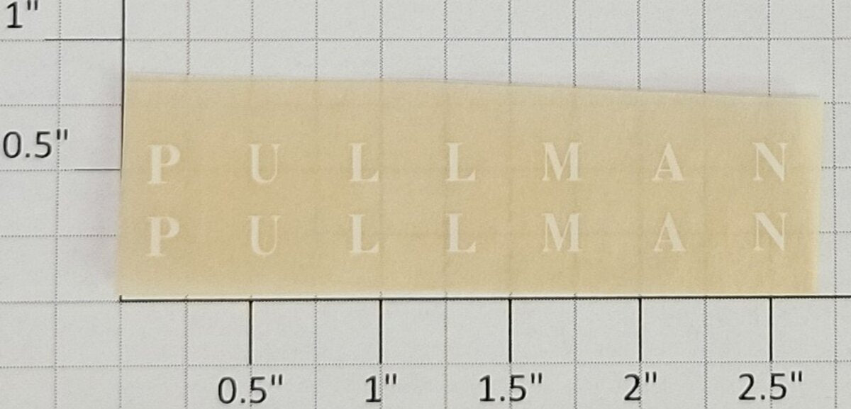 American Flyer TRS0804-654 White "Pullman" Dry Transfer Decal (Set of 2)