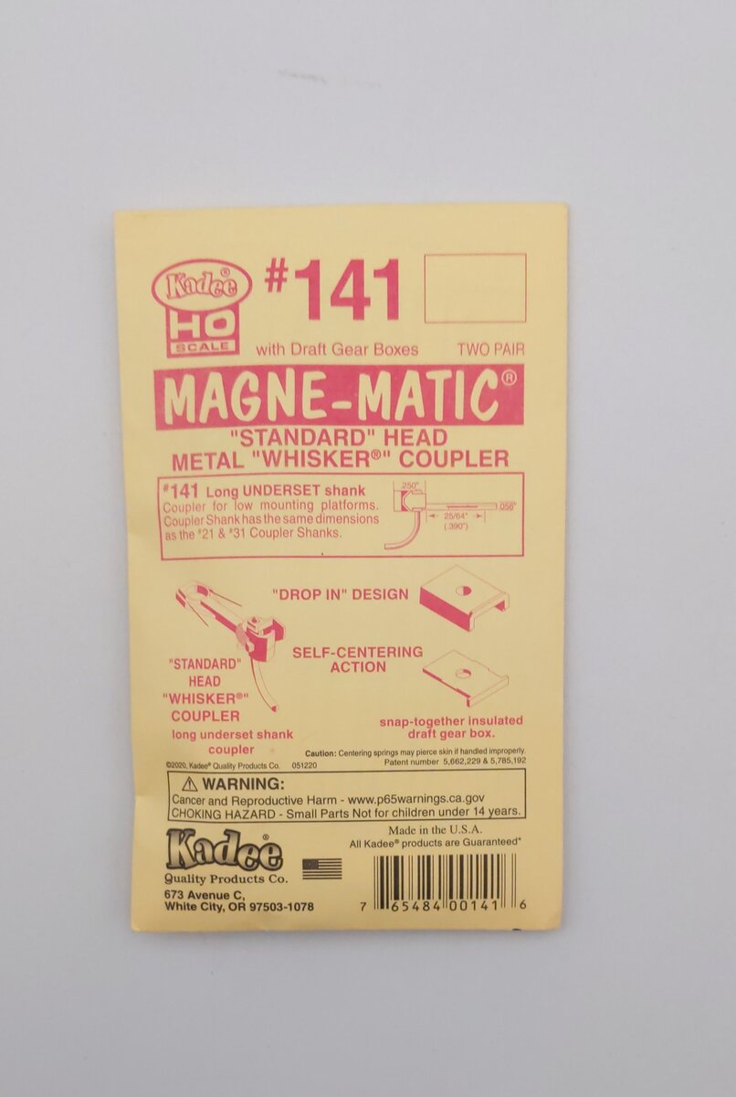 Kadee 141 HO Standard Head Metal Whisker Coupler Two Pair