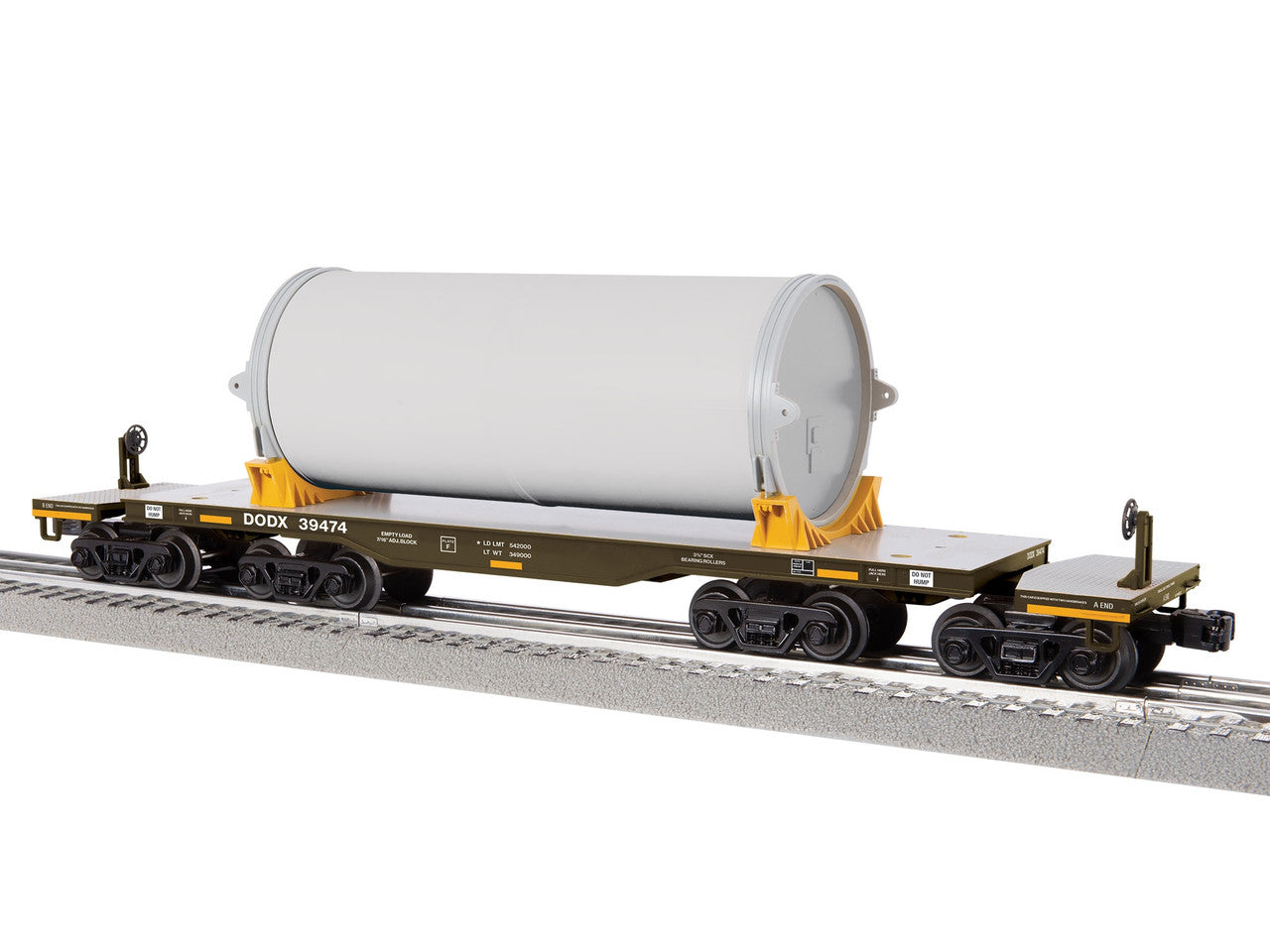 Lionel 2526200 O DODX Heavy Duty Flatcar #39474