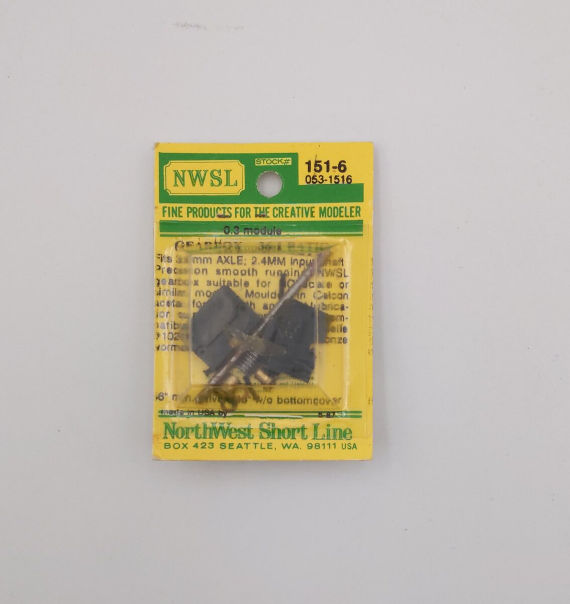 NWSL 151-6 HO Scale 36-1 Ratio Gearbox 0.3 Mod Kit