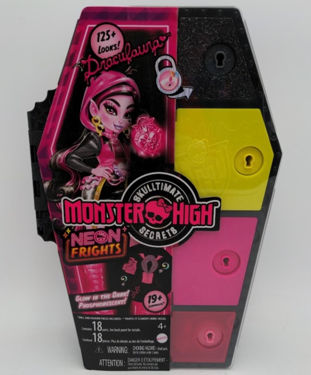 Mattel HNF78 Monster High Doll Draculaura Skulltimate Secrets Neon Frights