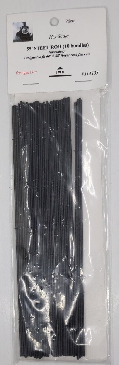JWD Premium Products 114133 HO Scale 55' Steel Rod (Pack of 10)