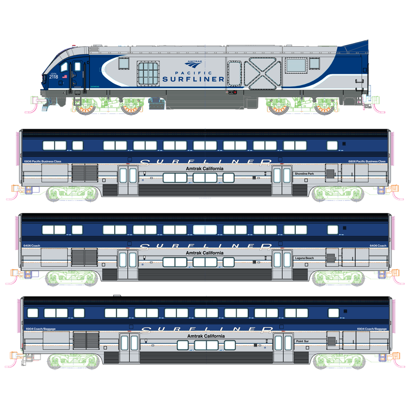 Kato 106-9001-S-1 N Amtrak SC-44 & Amtrak Pacific Surfliner 4 Unit Bas