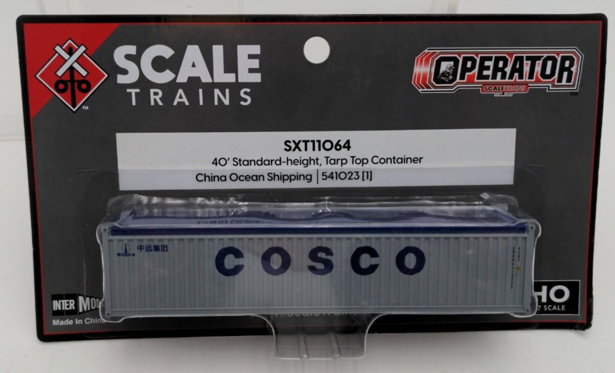 Scale Trains SXT11064 HO Scale Cosco 40' Tarp Top Container Road # 541023 (1)