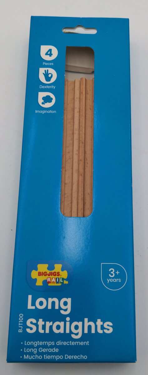 Big Jig Rails BJT100 Wooden Long Straights Track (Set of 4)