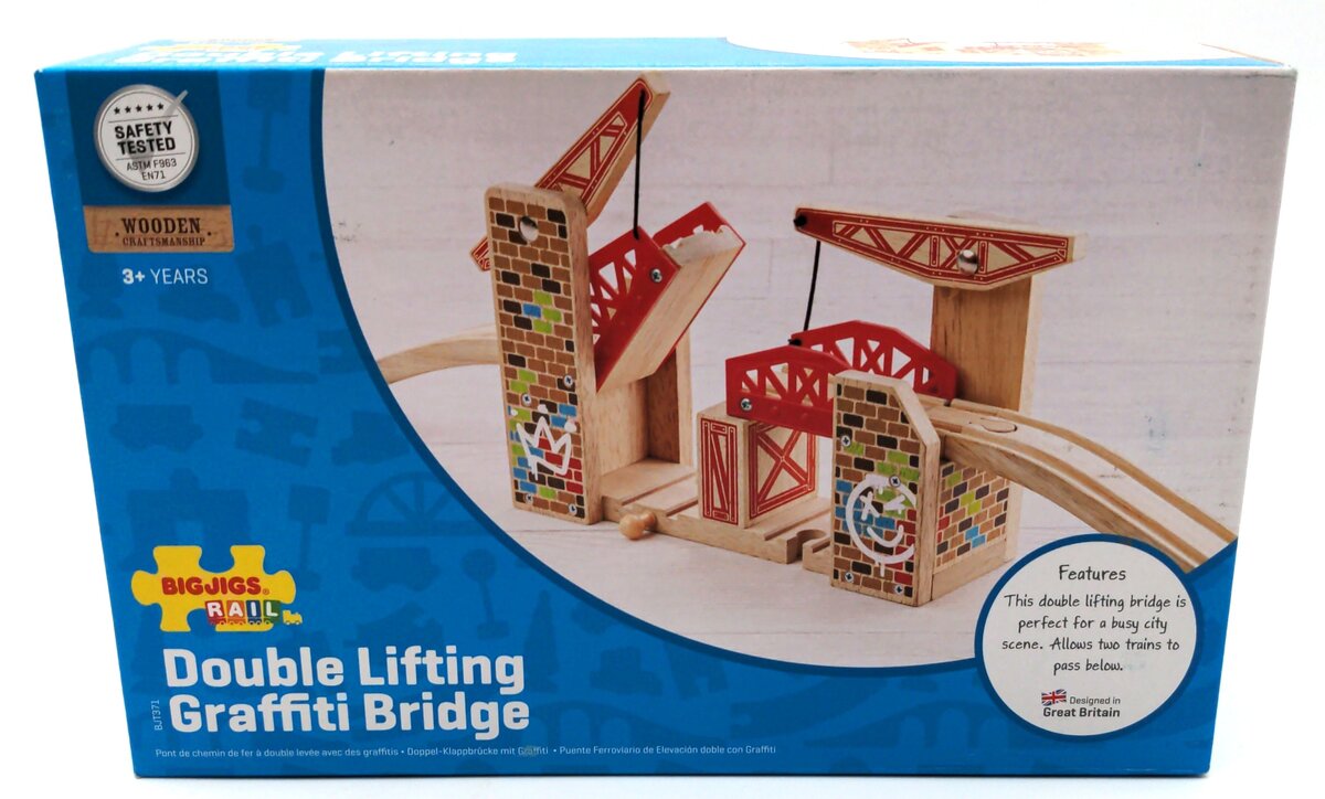Big Jig Rails BJT371 Wooden Double Lifting Graffiti Bridge
