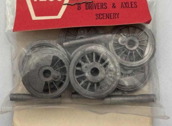 Keystone Locomotive 12 HO Scale 8 Drivers & Axles Scenery White Metal Parts