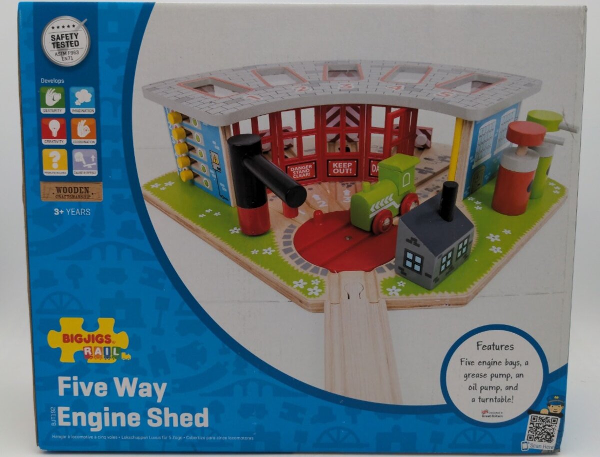 Big Jig Rails BJT192 Five Way Engine Shed Train Set 3 + Years