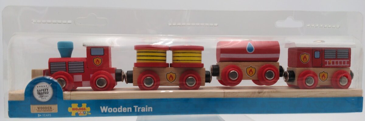 Big Jig Rails BJT474 Fire and Rescue Wooden Craftsmanship Train 3 + Years