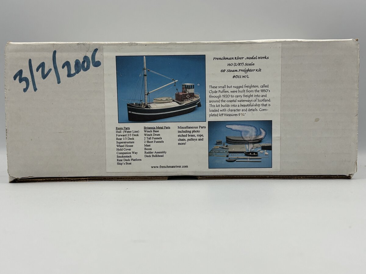 Frenchman River Modelworks 011 HO 68' Steam Freighter Kit #011
