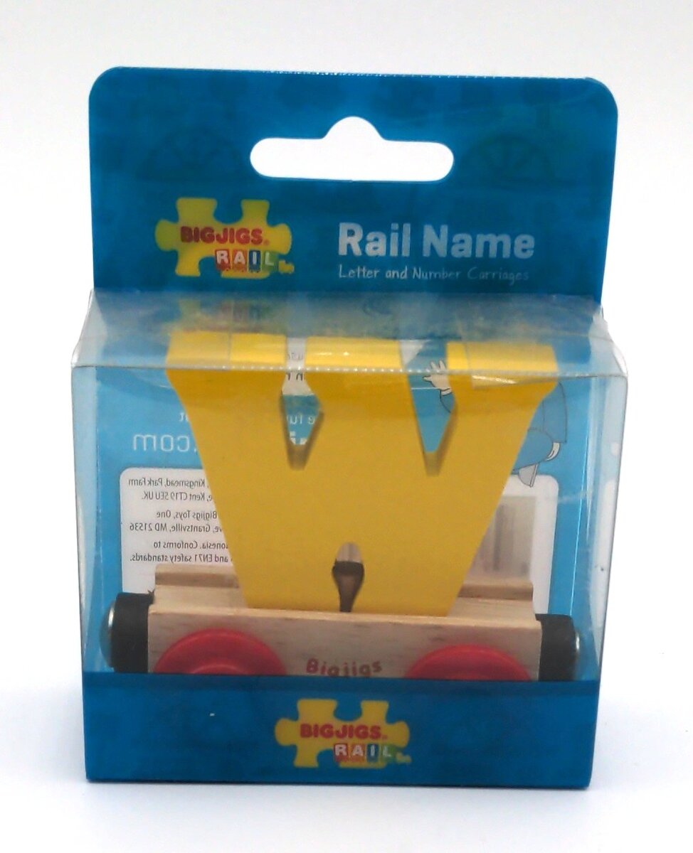 Big Jig Rails 1136 Rail Name "W" Crafstmanship Wooden Car 3 + Years
