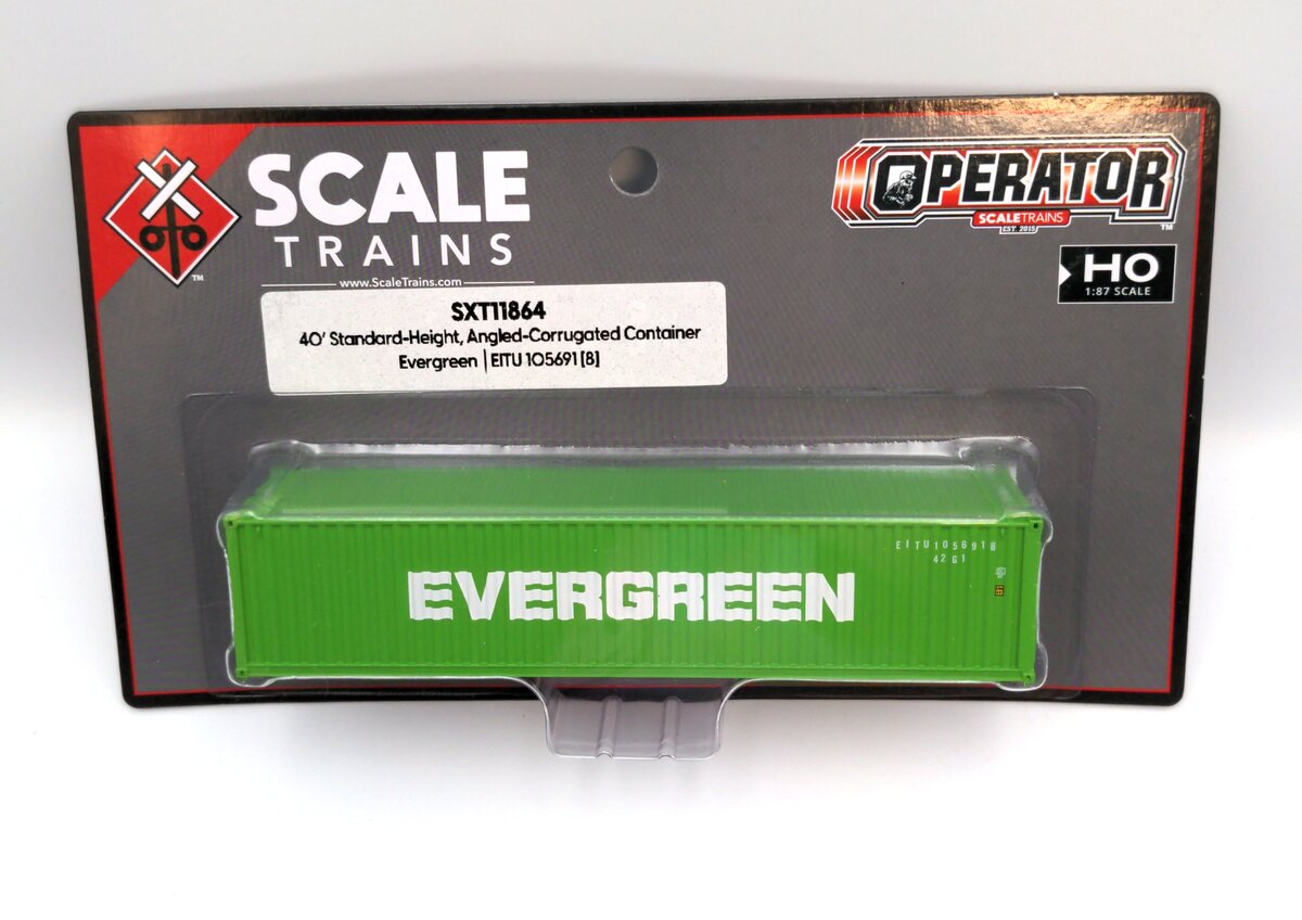 Scale Trains SXT11864 HO CIMC 40' Modern Angled Corrugation Container Evergreen