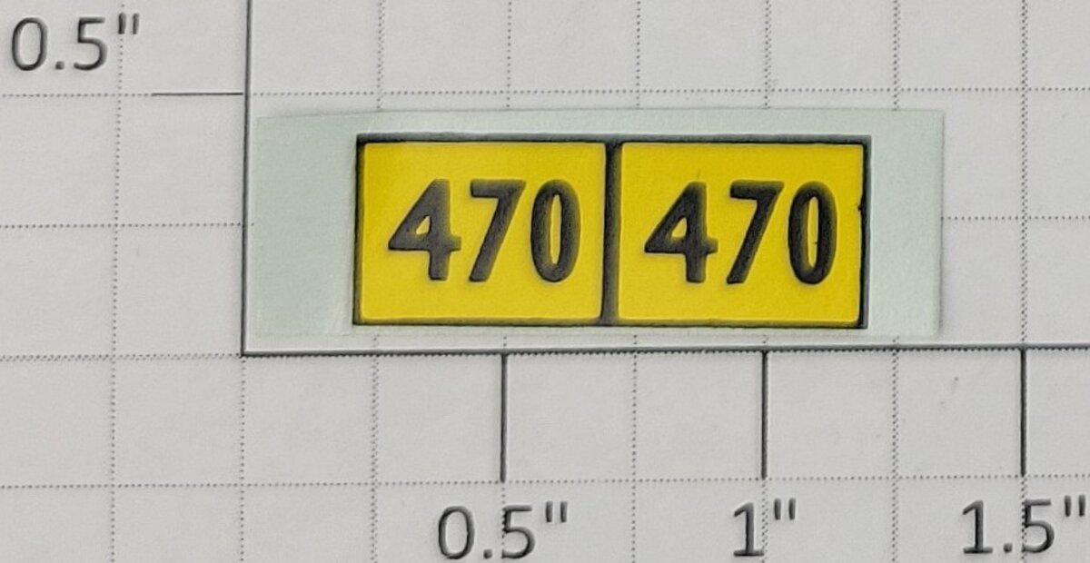 American Flyer WS-470 Yellow and Black "470" Water Soluble Decal (Set of 2)