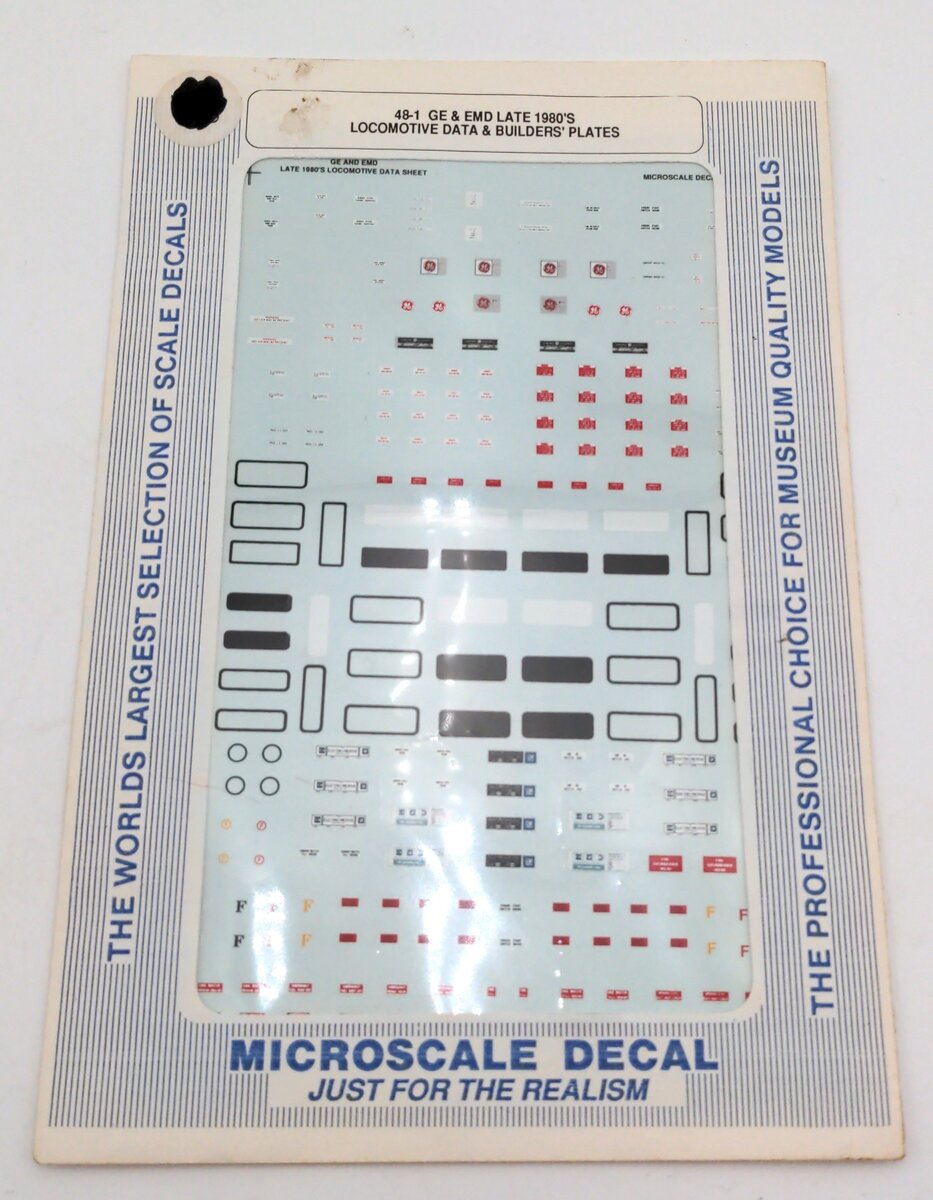 Microscale 48-1 GE & EMD Late 1980's Locomotive Data & Builders Plates Decals