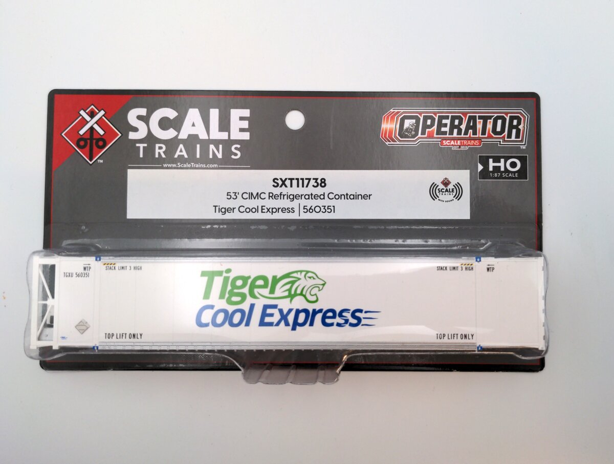 Scale Trains SXT11738 HO 53' CIMC Refrigerated Container Tiger Cool Express