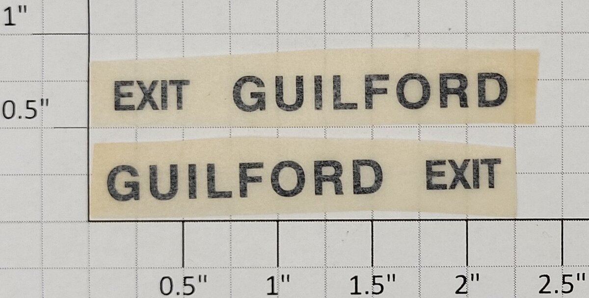 American Flyer TRS0817 Black Guildford Station Dry Transfer Decal (Set of 2)
