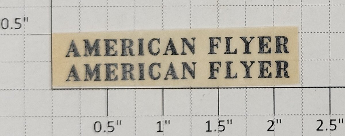 American Flyer TRS0824 761 Black "American Flyer" Dry Transfer Decal Set