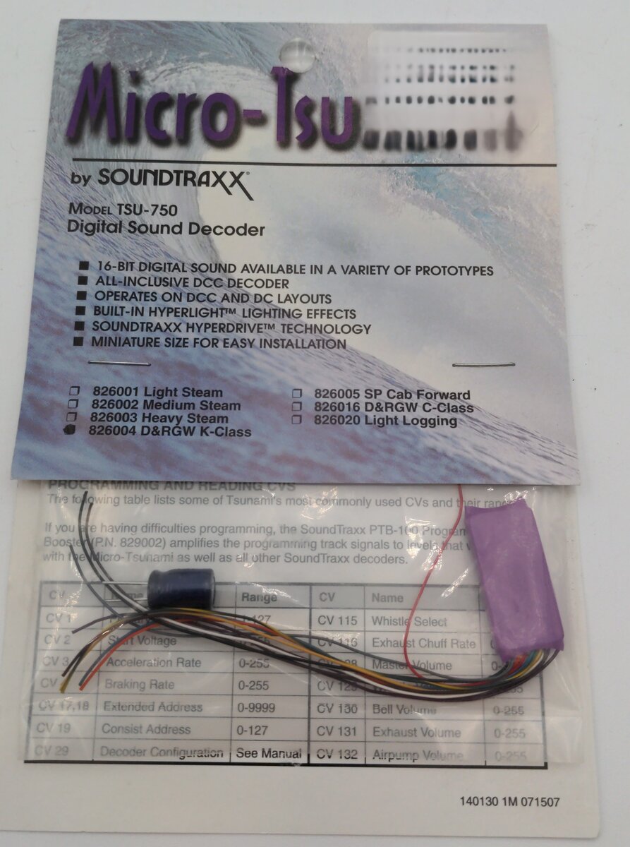SoundTraxx Model TSU-750 D&RGW K-Class Digital Sound Decoder
