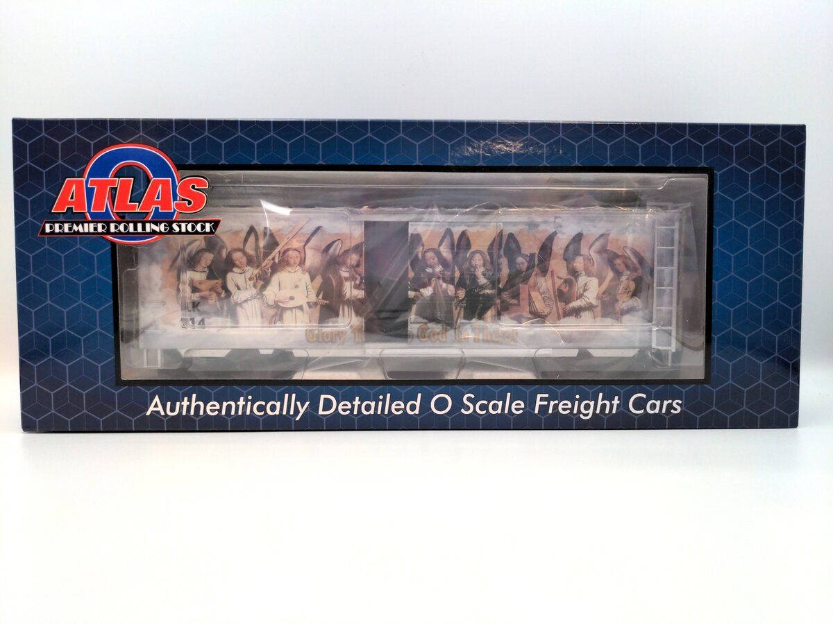 Atlas 3001490 O Premier Christmas 40 ft PS1 Boxcar Gold w/Lights LUX #214