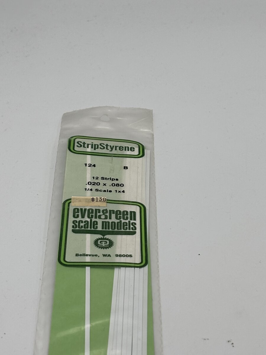 Evergreen Scale Models 124 .020" x .080" x 14" Polystyrene Strips (Pack of 12)