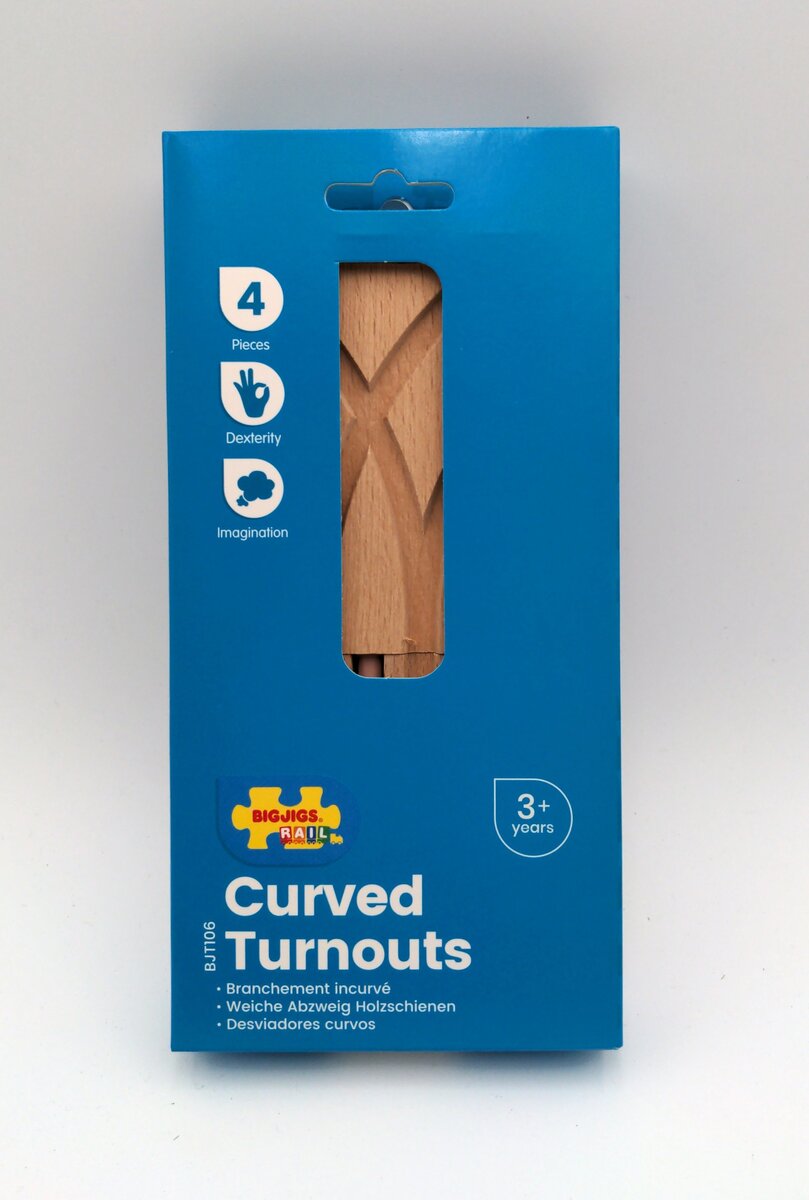 Big Jig Rails BJT106 Wooden Trains Curved Turnouts (4 pieces)