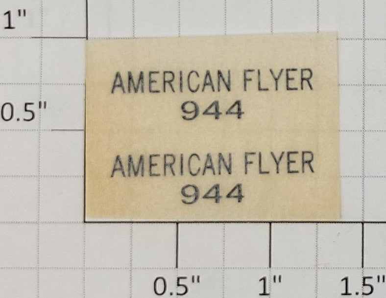 American Flyer TRS0830-A Black "American Flyer 944" Dry Transfer Decal