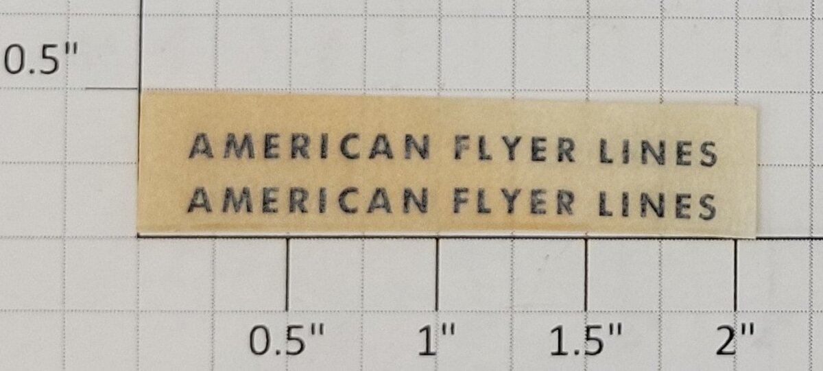 American Flyer TRS0824-A 761 Black "American Flyer Lines" Dry Transfer Decal Set