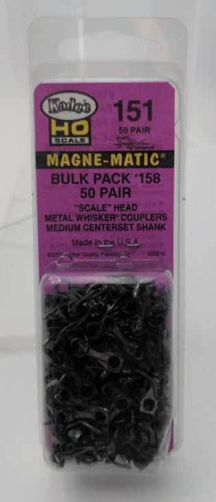 Kadee 151-50 HO Scale Metal Whisker Couplers Medium Centerset Shank (Pack of 50)