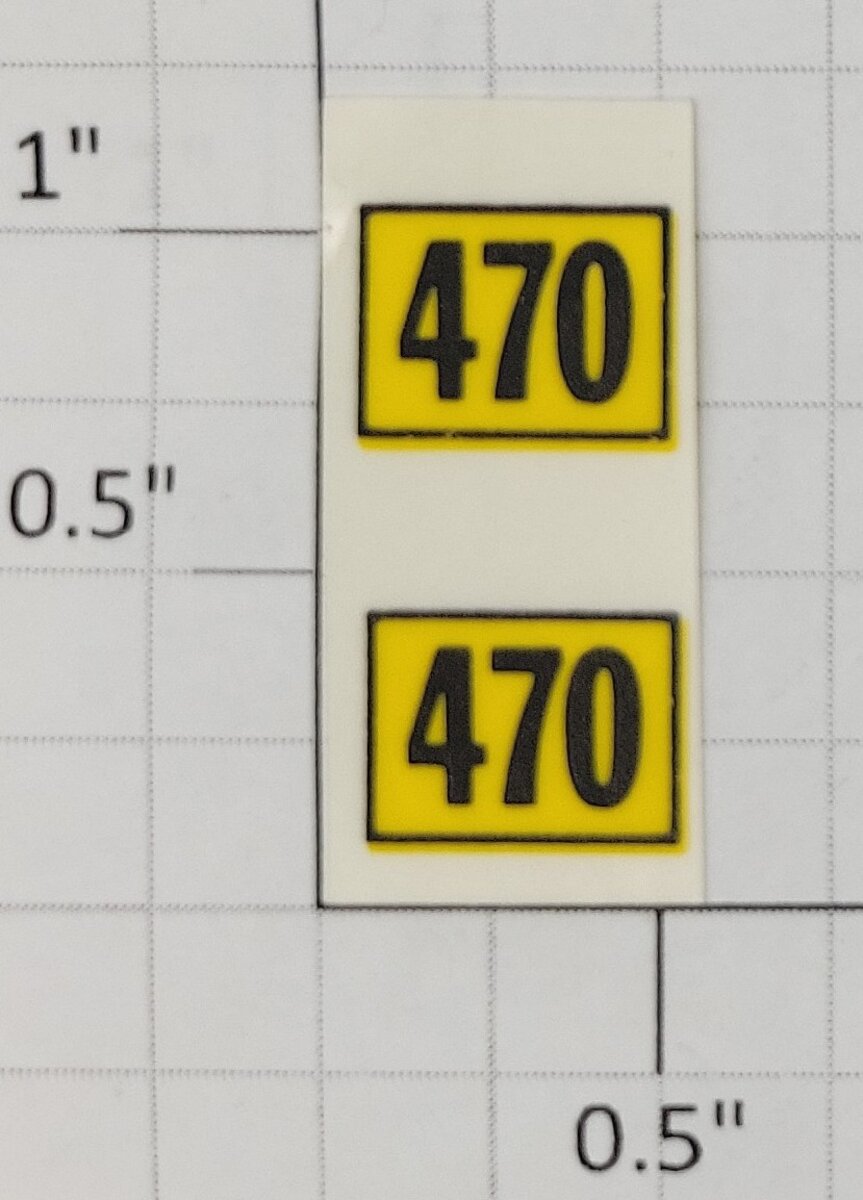 American Flyer ST-470 Yellow and Black "470" Sticker Decal