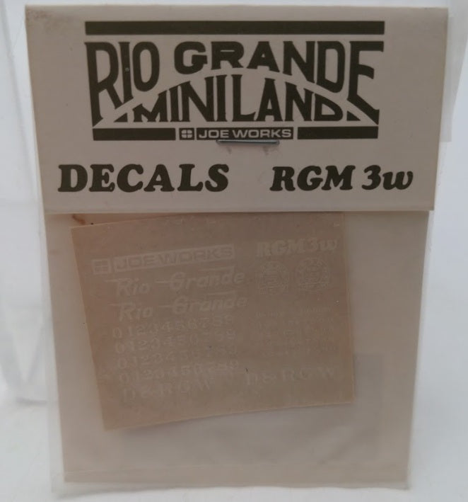 Joe Works RGM3w Rio Grande Miniland Decals One Mini-Sheet